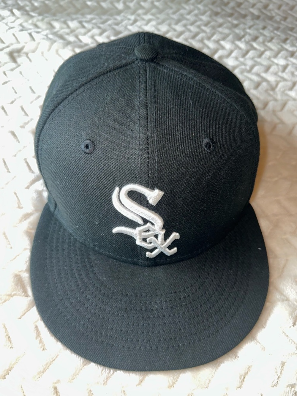 New Era 59fifty Chicago White Socks Baseball Hat Black Fitted Size 7 1/2